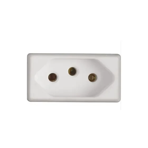 TOMADA 2P+T TERMOPLASTICO C/ COMPONENTES METALICOS 20A/250V SIST MODULAR BCO<br/>