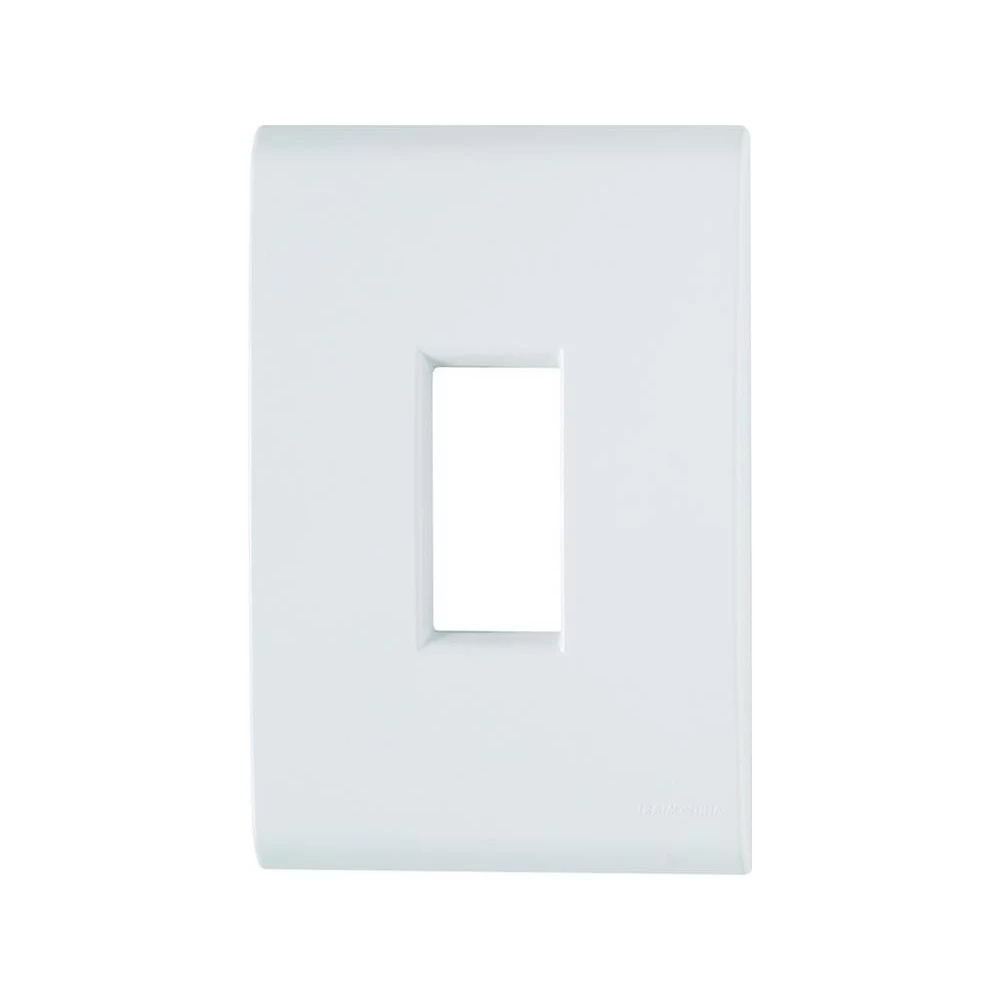 PLACA + SUPORTE 4X2 EM TERMOPLASTICO 1 POSTO VERTICAL LINHA LIZ BRANCA<br/>