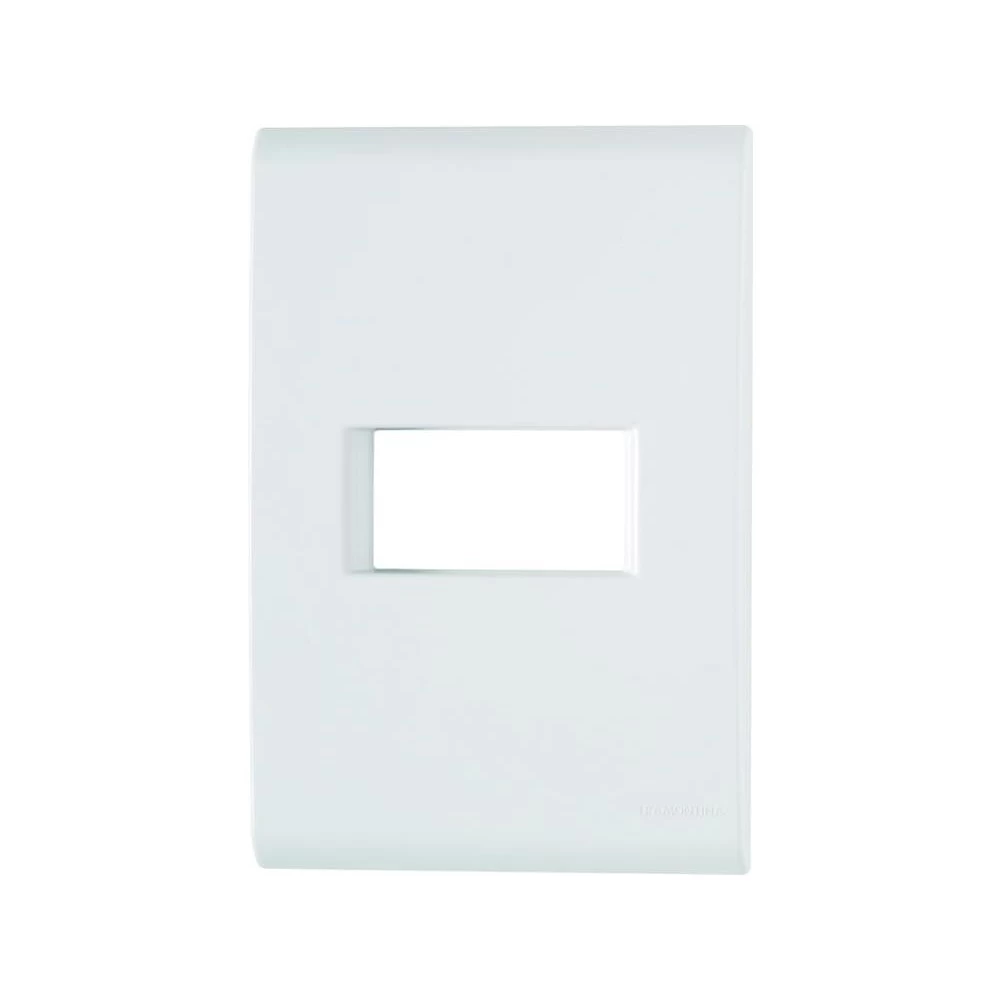 PLACA + SUPORTE 4X2 EM TERMOPLASTICO 1 POSTO HORIZONTAL LINHA LIZ BRANCA<br/>
