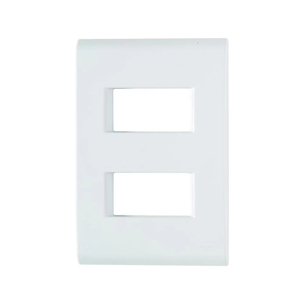 PLACA + SUPORTE 4X2 EM TERMOPLASTICO 2 POSTOS AFASTADOS LINHA LIZ BRANCA<br/>