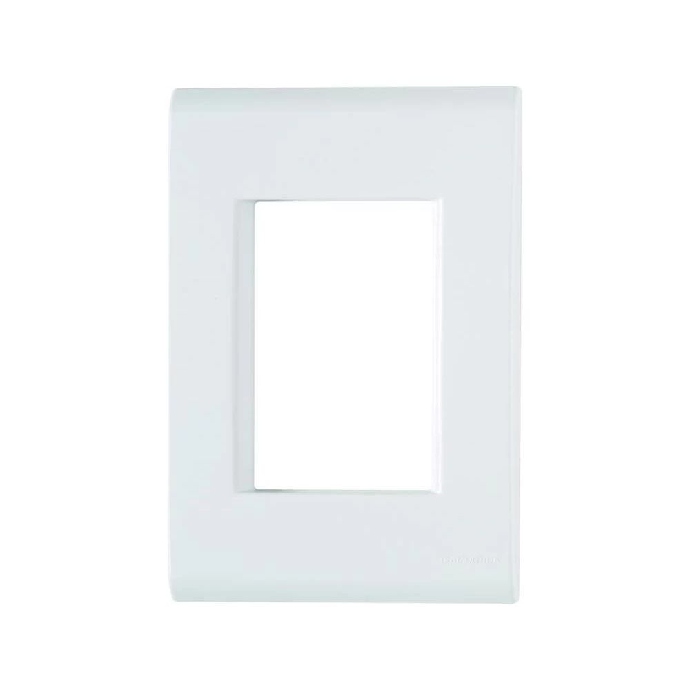 PLACA + SUPORTE 4X2 EM TERMOPLASTICO 3 POSTOS JUNTOS LINHA LIZ BRANCA<br/>