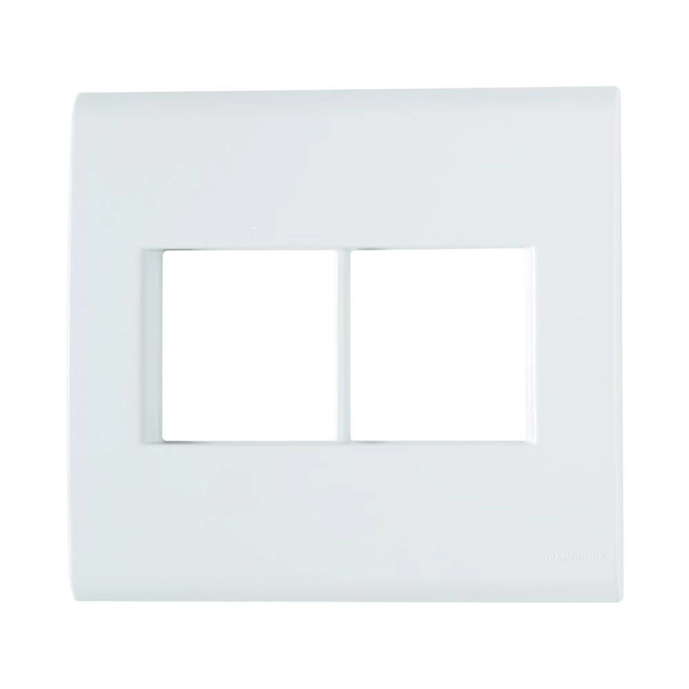 PLACA + SUPORTE 4X4 EM TERMOPLASTICO 4 POSTOS LINHA LIZ BRANCA<br/>
