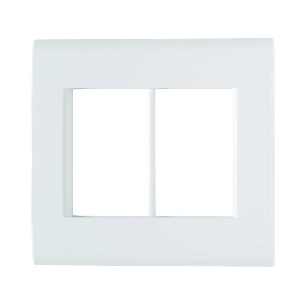 PLACA + SUPORTE 4X4 EM TERMOPLASTICO 6 POSTOS LINHA LIZ BRANCA<br/>